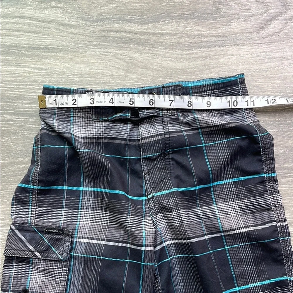 O'Neill Boys Santa Cruz Plaid Boardshorts, black/blue